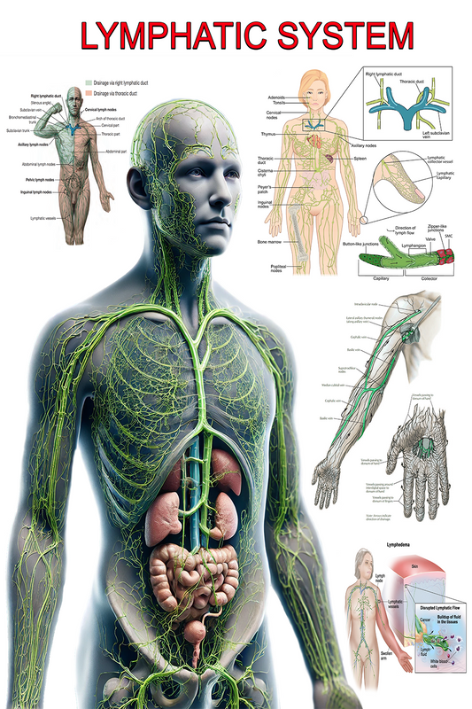 Lymphatic System Poster: Comprehensive Overview with Anatomy  and Common Conditions - High-Resolution  Poster