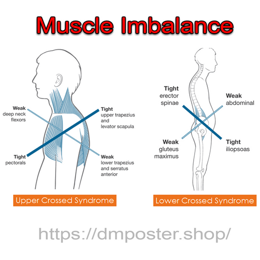 Illustration of pelvic muscle imbalance and back pain.